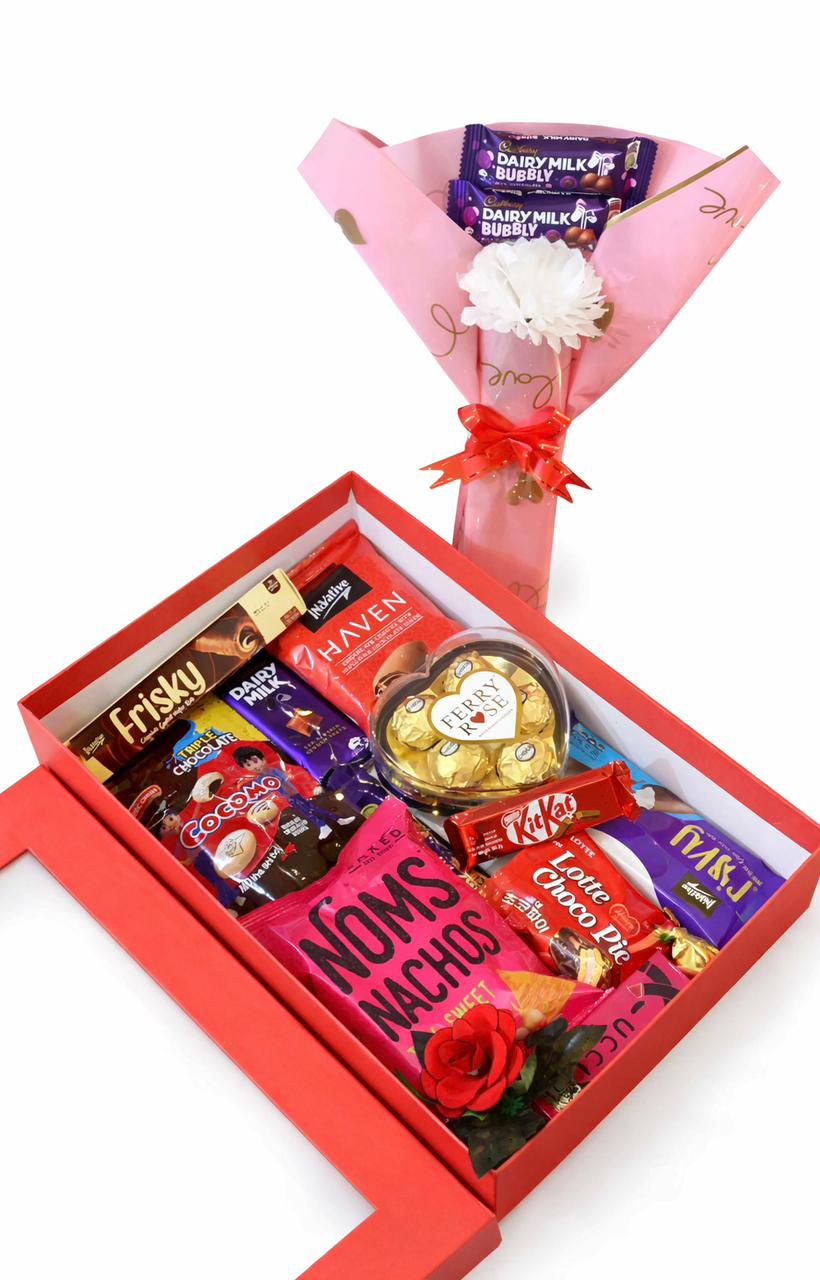 Chocolate Box with Bouquet