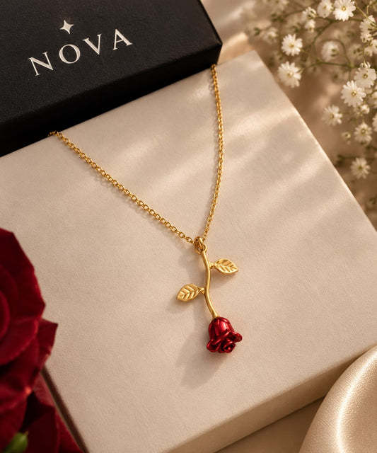 Falling rose pendant